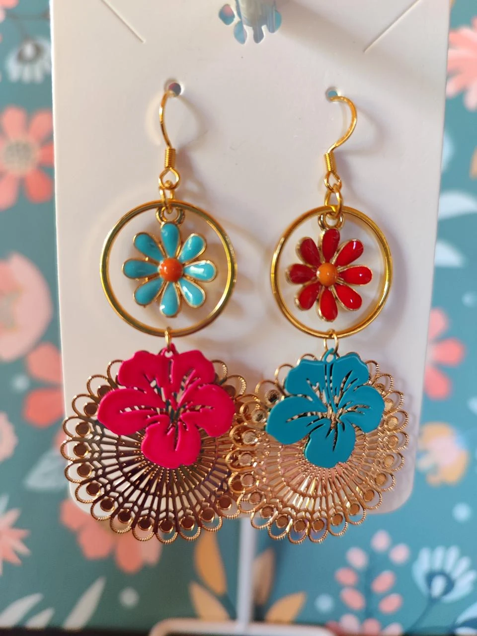boucles d'oreilles légères, originales, colorées